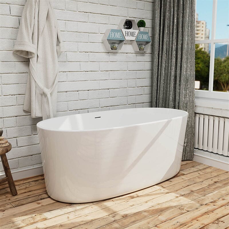 Giving Tree 59" Acrylic Modern Bathtub Oval Shape Freestanding Soaking Tub