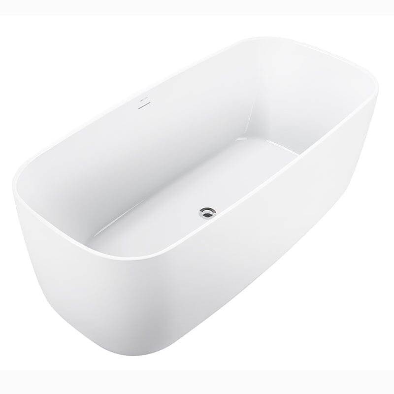 Mokleba 67" Acrylic Rounded Rectangle Freestanding Soaking Bathtub Double Ended