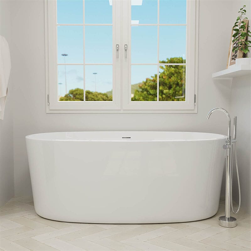 Mokleba 67" Acrylic Modern Bathtub Oval Shape Freestanding Soaking Tub
