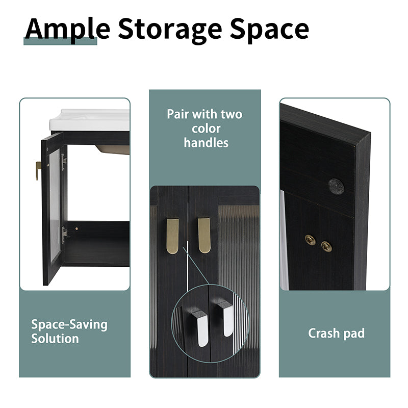 28 Inch Wall-Mounted Bathroom Vanity with Sink, for Small Bathroom