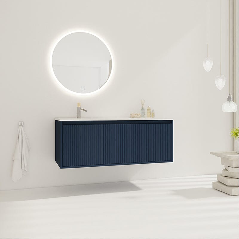 48" Modern Design Floating Bathroom Vanity with Drop-Shaped Resin Sink