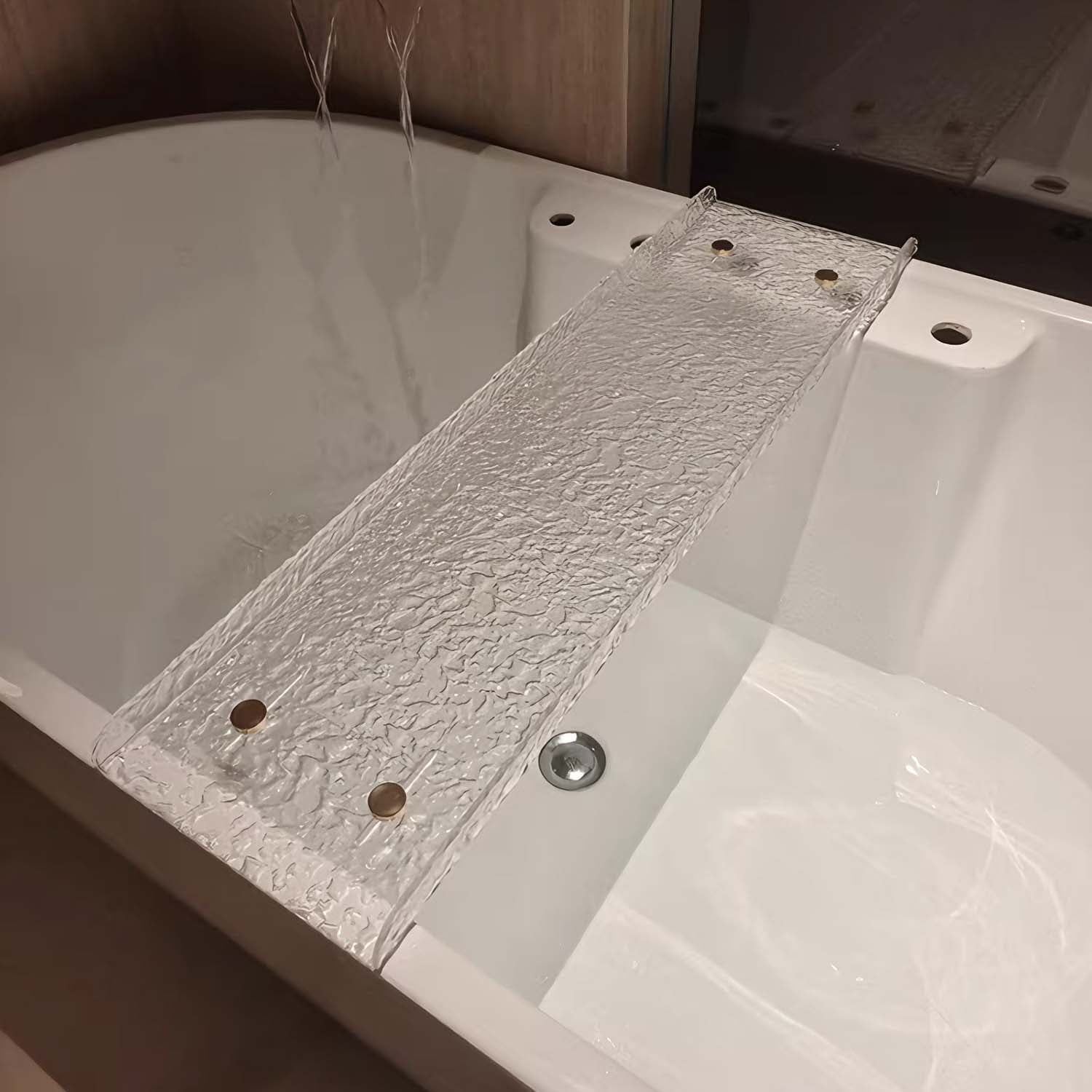 Acrylic Expandable Bathtub Tray Caddy with Phone Holder