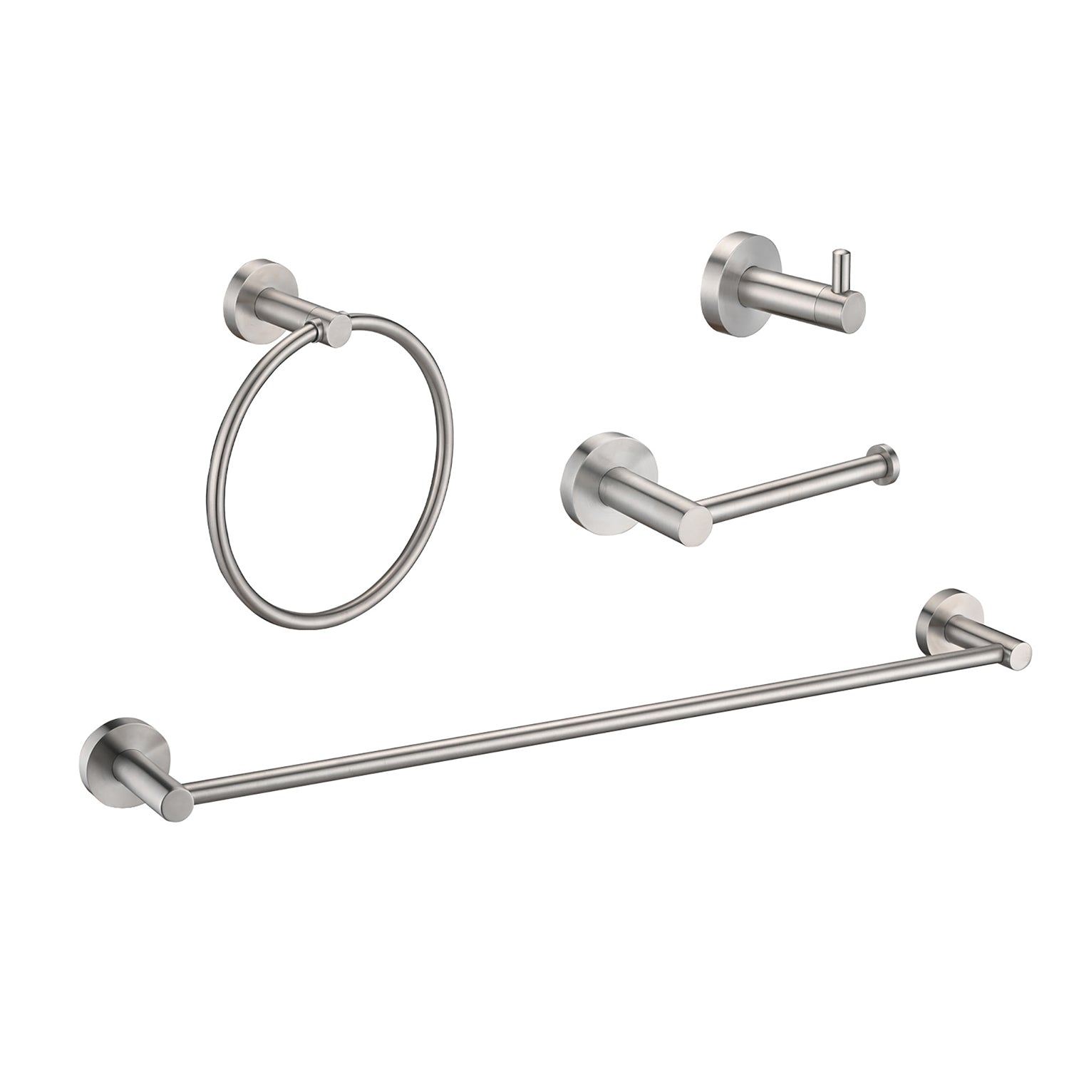 4-Piece Wall-Mounted Brushed Nickel Bathroom Hardware Set