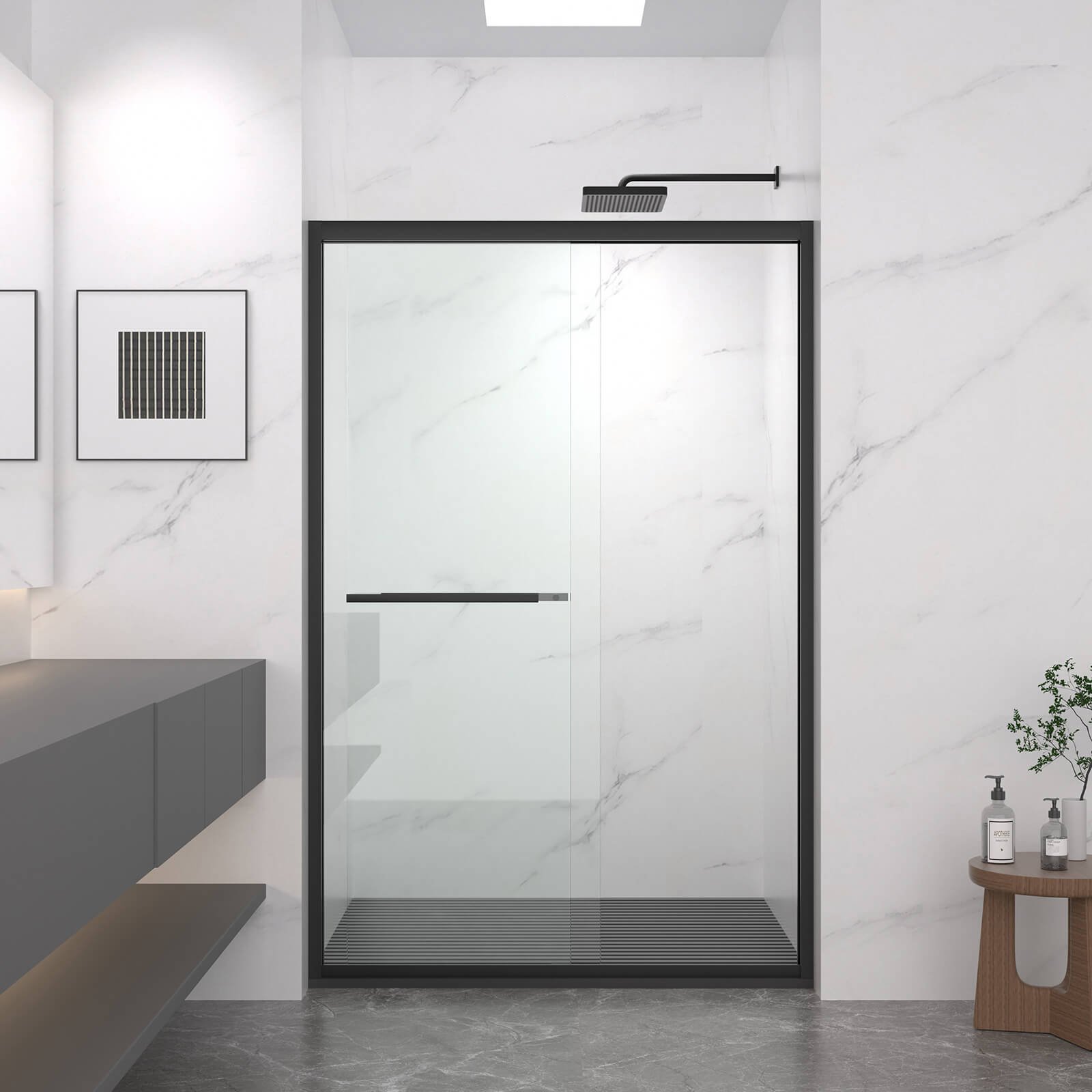 48 in x72 in Two Way Bypass Shower Door with Silent Rollers