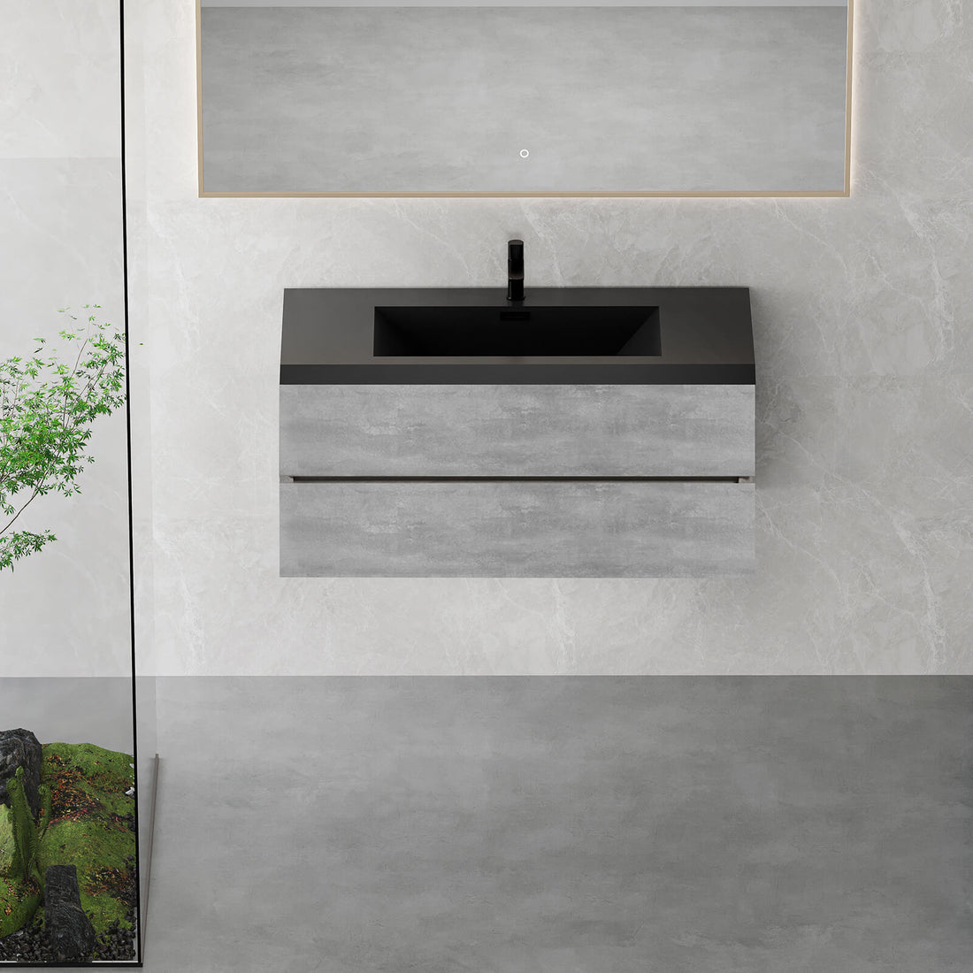 48 inch Cement Gray Floating Bathroom Vanity