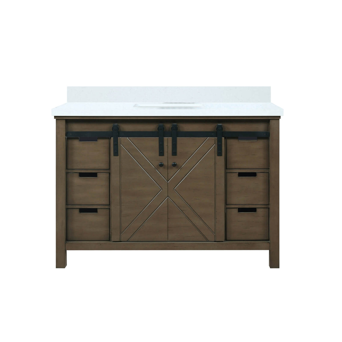 48 inch rustic brown bathroom vanity with quartz top