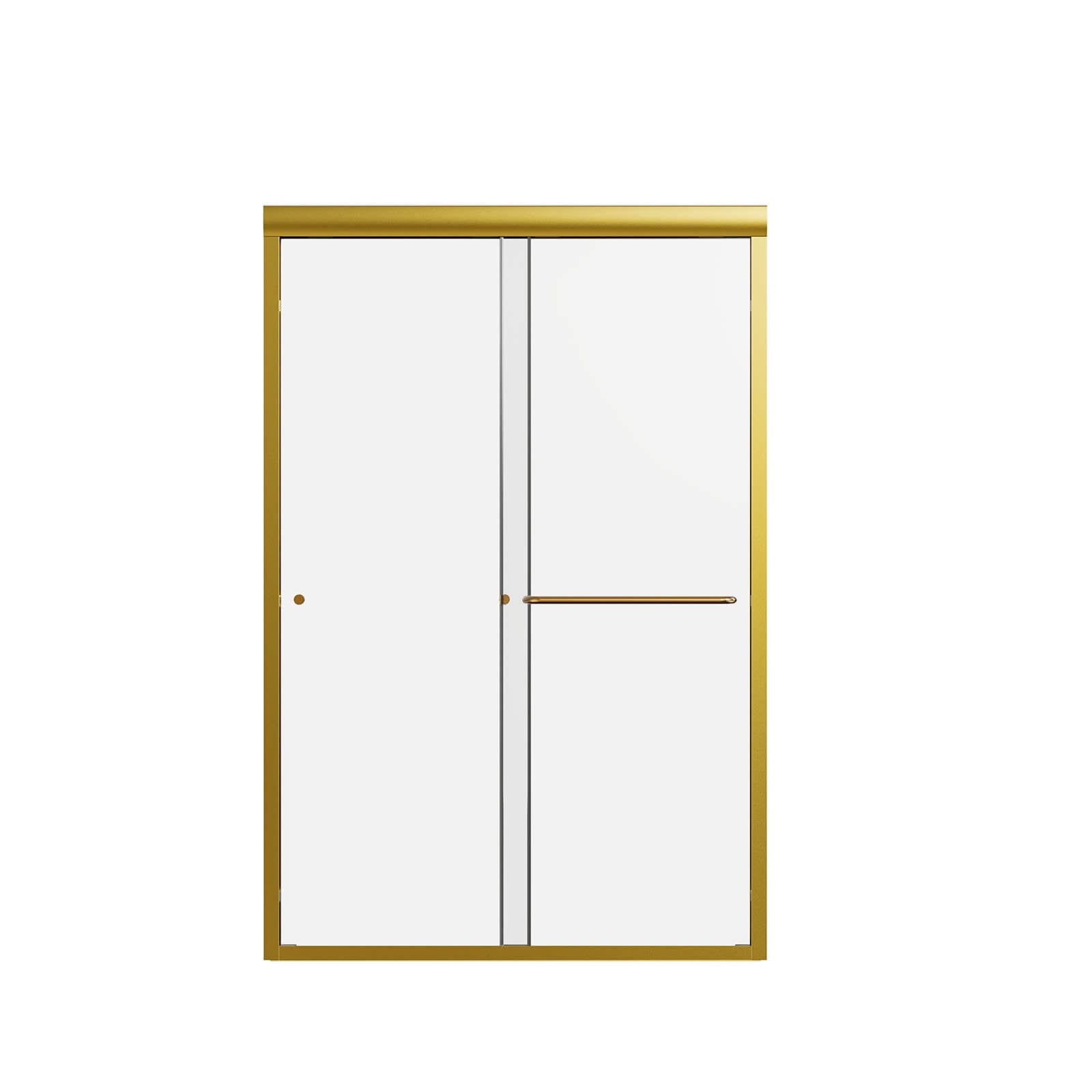48x72 brushed gold semi frameless sliding shower door with dual rollers