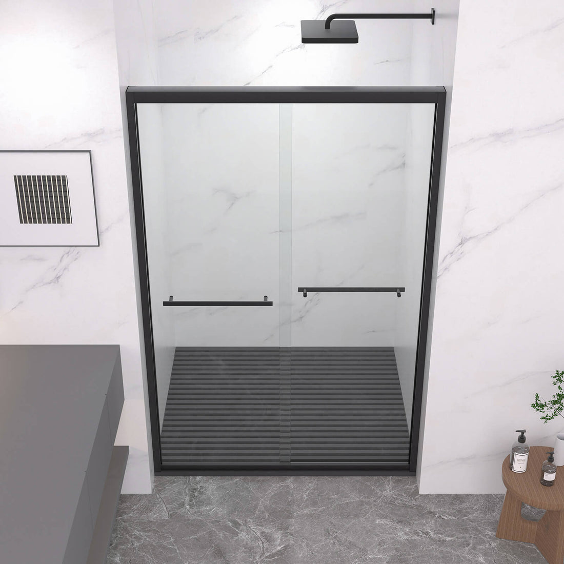 48x72 dual sliding shower door front view