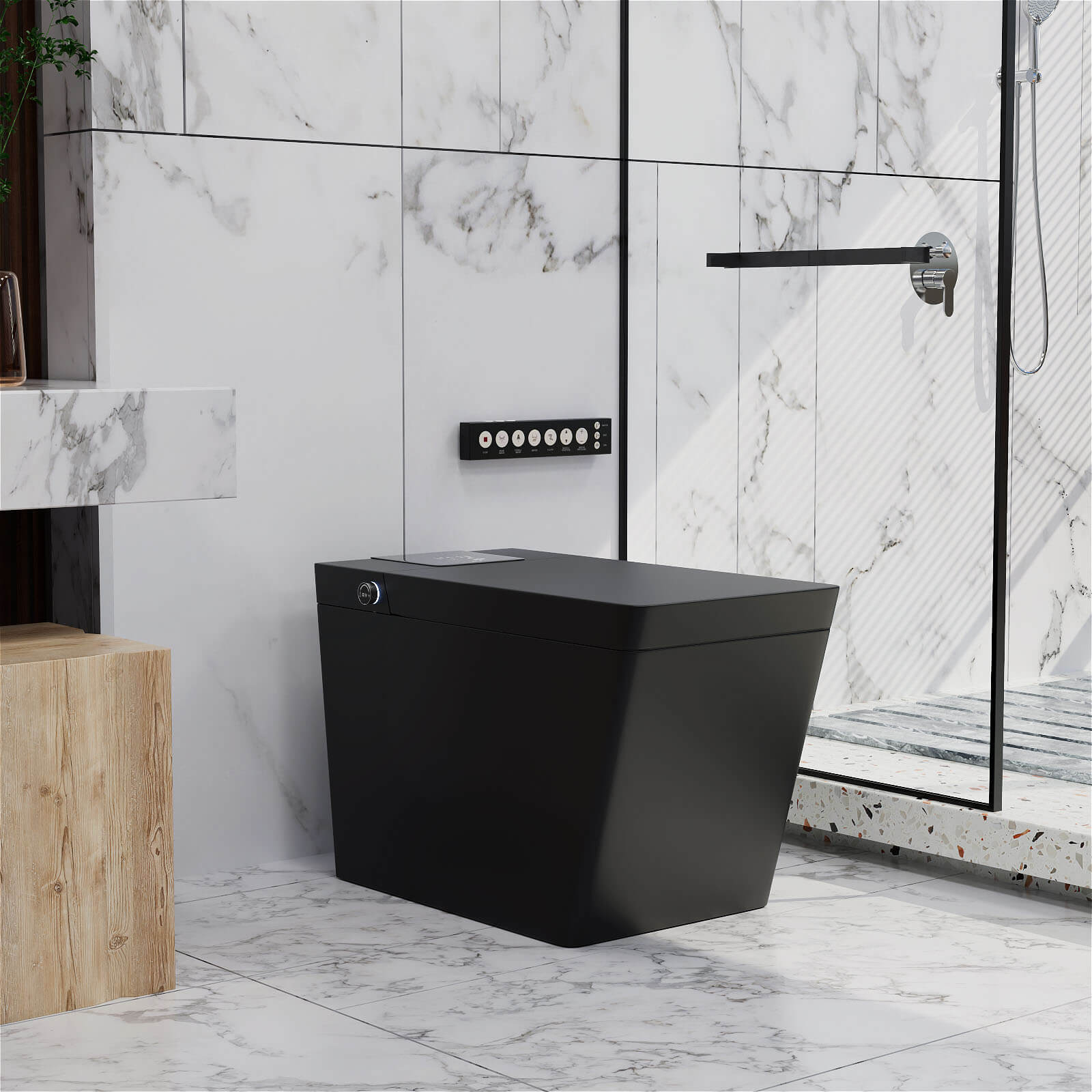 Giving Tree Smart Square One-Piece Floor Toilet with Remote Control and Automatic Cover