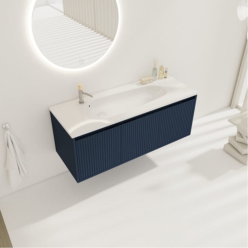 48" Modern Design Floating Bathroom Vanity with Drop-Shaped Resin Sink