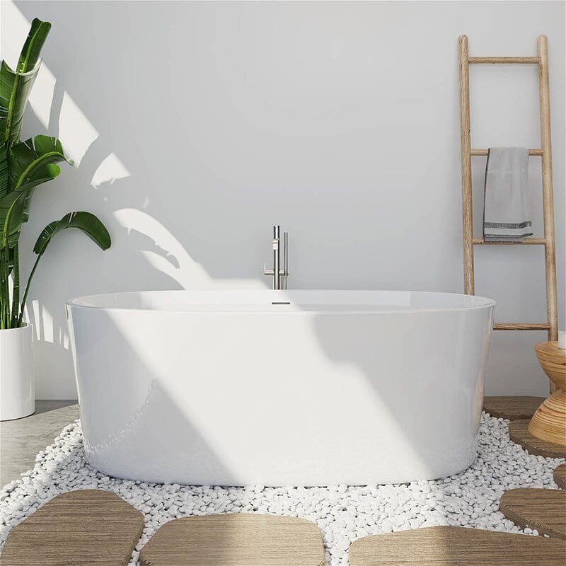 Giving Tree 63" Acrylic Modern Bathtub Oval Shape Freestanding Soaking Tub