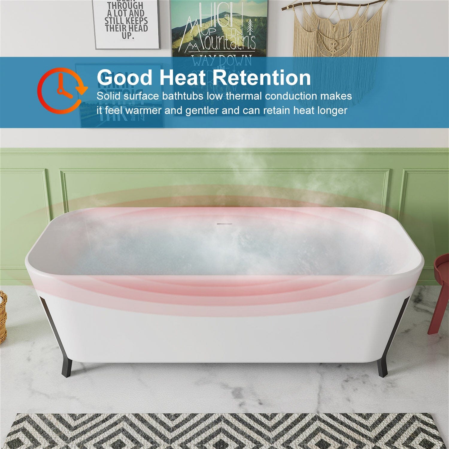 67" Clawfoot Tub Solid Surface Stone Resin Freestanding Soaking Bathtub