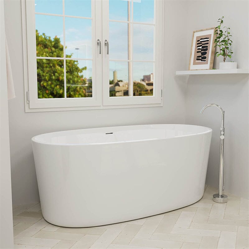 Mokleba 67" Acrylic Modern Bathtub Oval Shape Freestanding Soaking Tub
