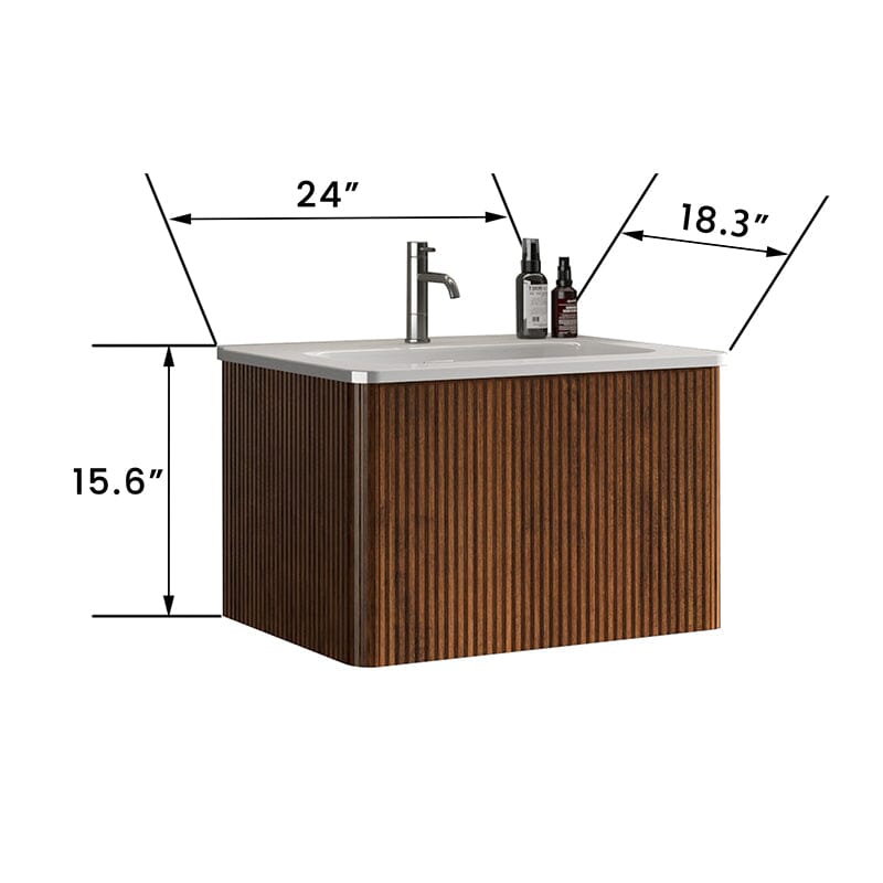 Giving Tree 24" Wooden Striped Modern Bathroom Vanity with Sink, Wall-mounted