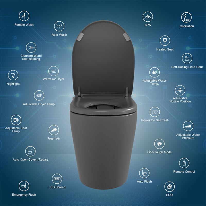 Giving Tree One-Piece Elongated Floor Smart Toilet with Remote Control and Automatic Cover
