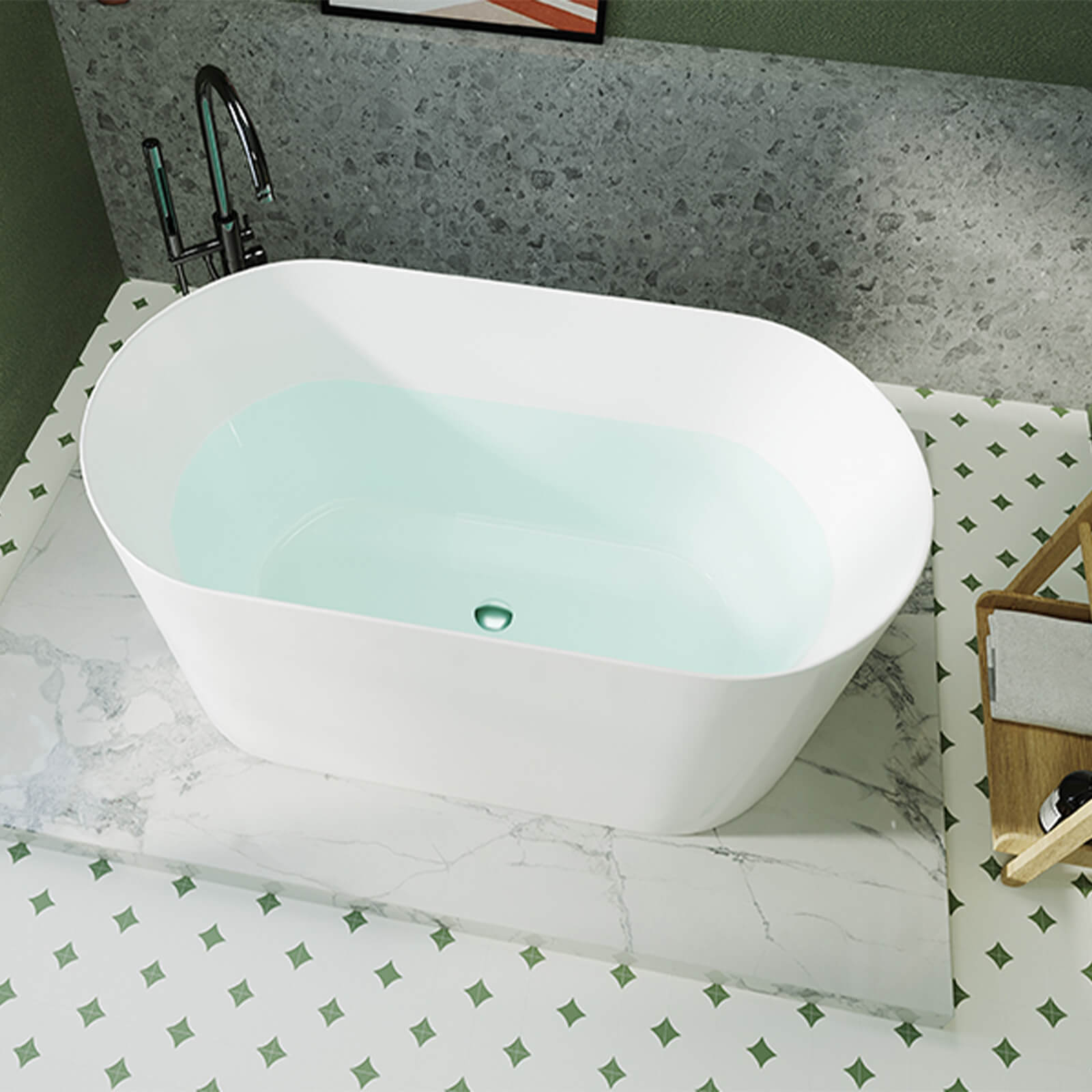 51 inch multi layer acrylic deep soaking bathtub