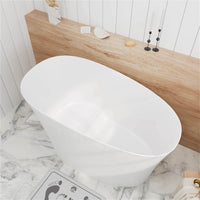 51" Single Slipper Freestanding Japanese Soaking Bathtub Solid Surface Stone Resin Tub with Built-in Seat