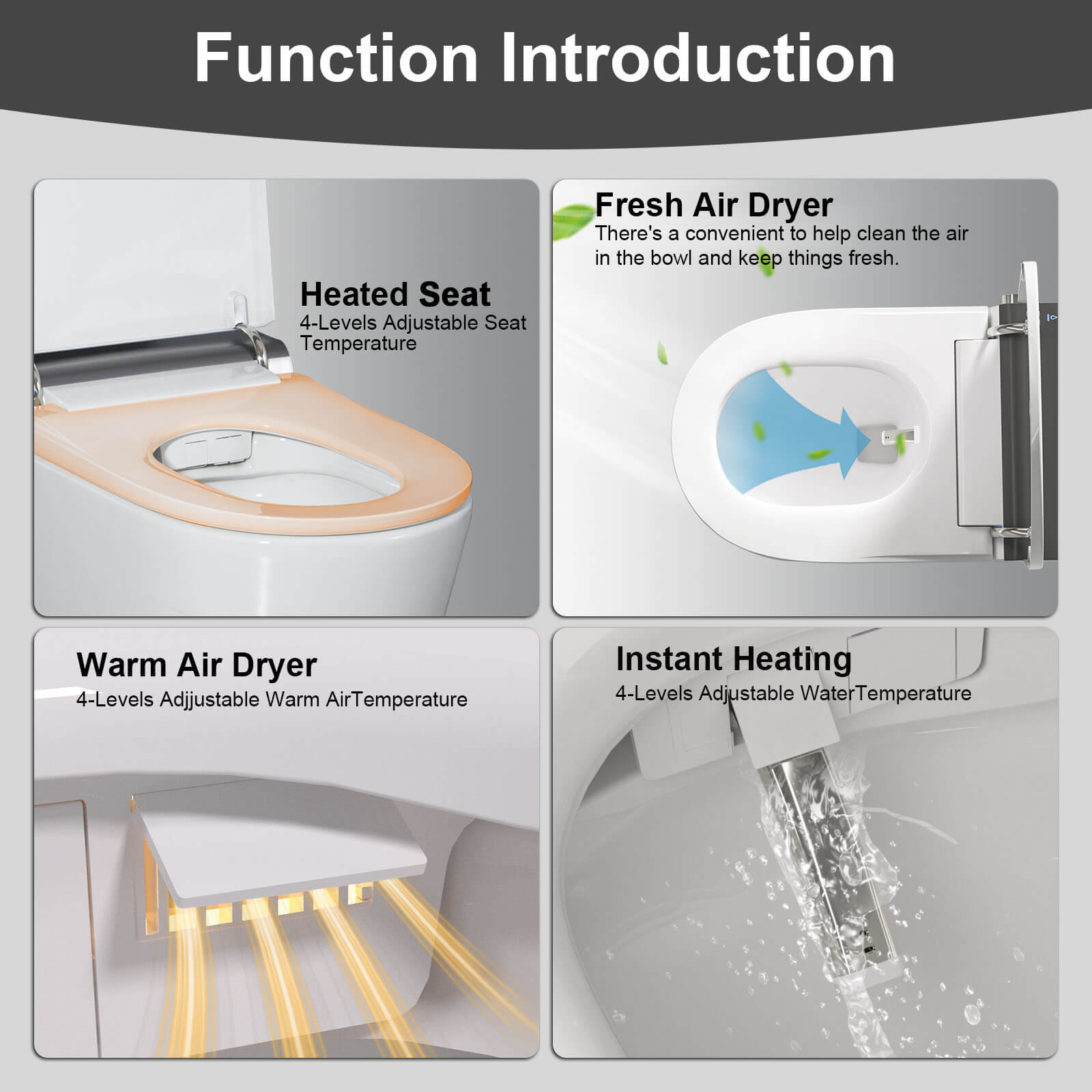 GIVINGTREE Smart Toilet with Bidet Built in, Heated Seat, Automatic Flush, Night Light