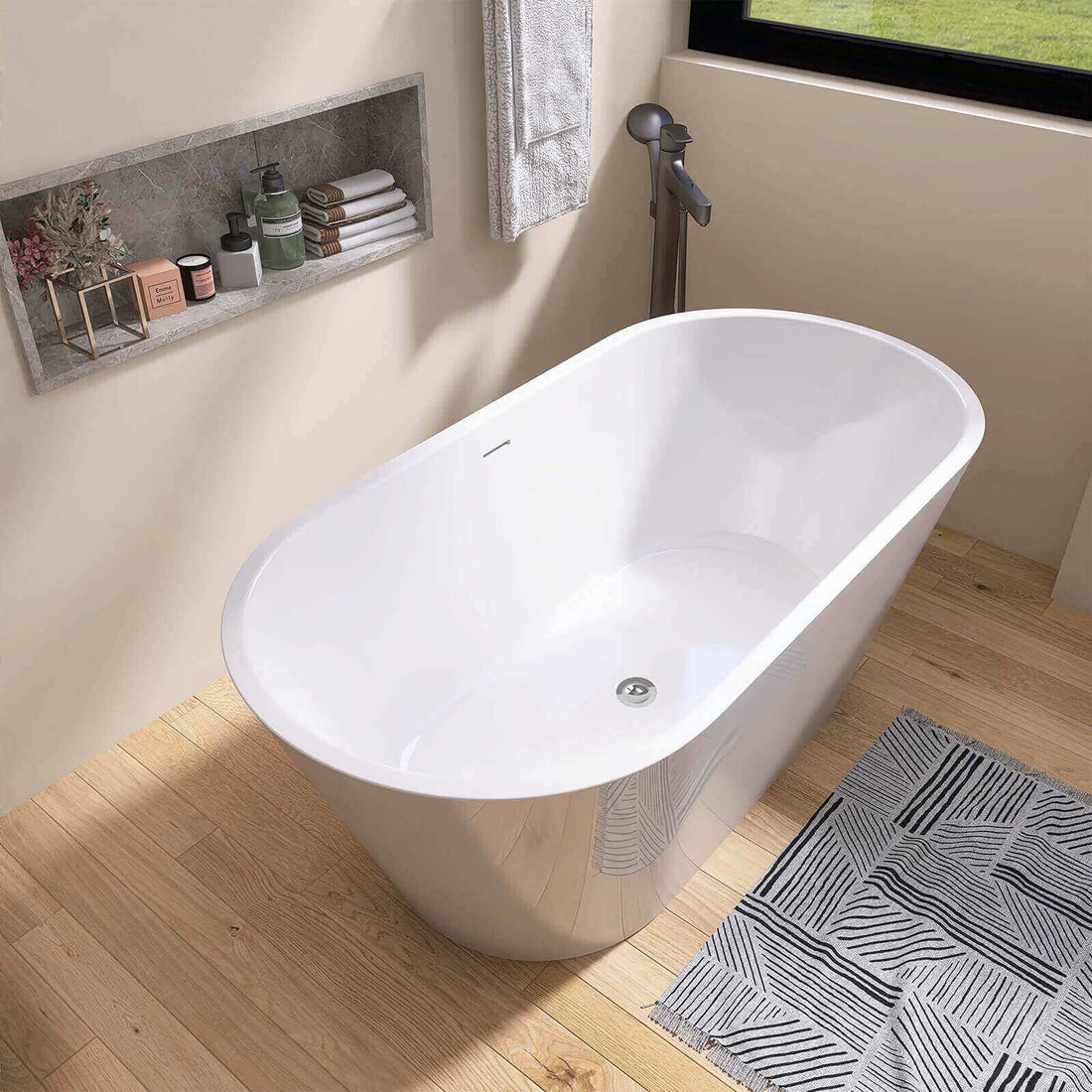 59 in bright white Oval Tubs