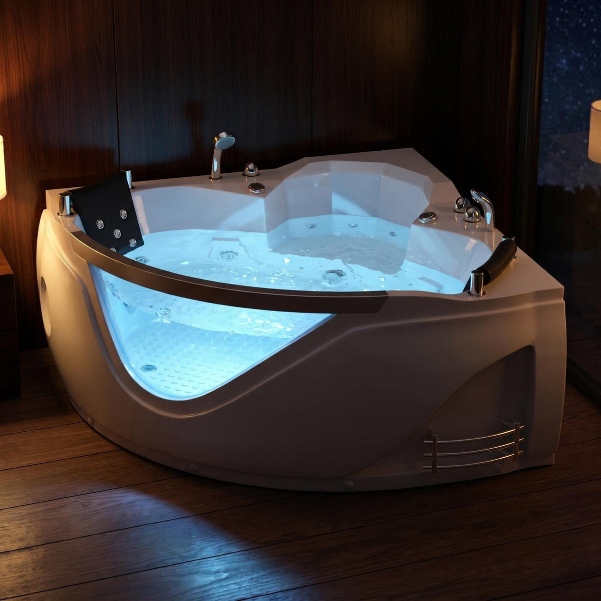 59in Whirlpool Bathtub Blue Viewing Window Night Spa Bath