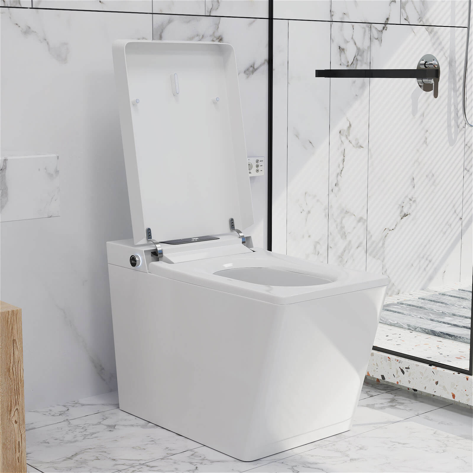 Giving Tree Smart Square One-Piece Floor Toilet with Remote Control and Automatic Cover