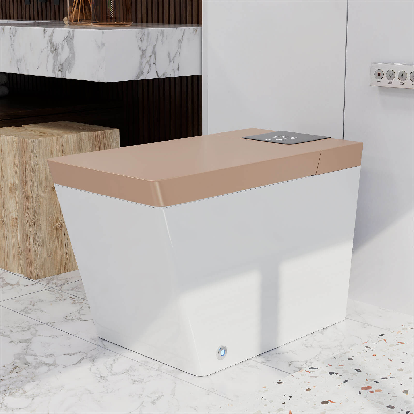 Giving Tree Smart Square One-Piece Floor Toilet with Remote Control and Automatic Cover