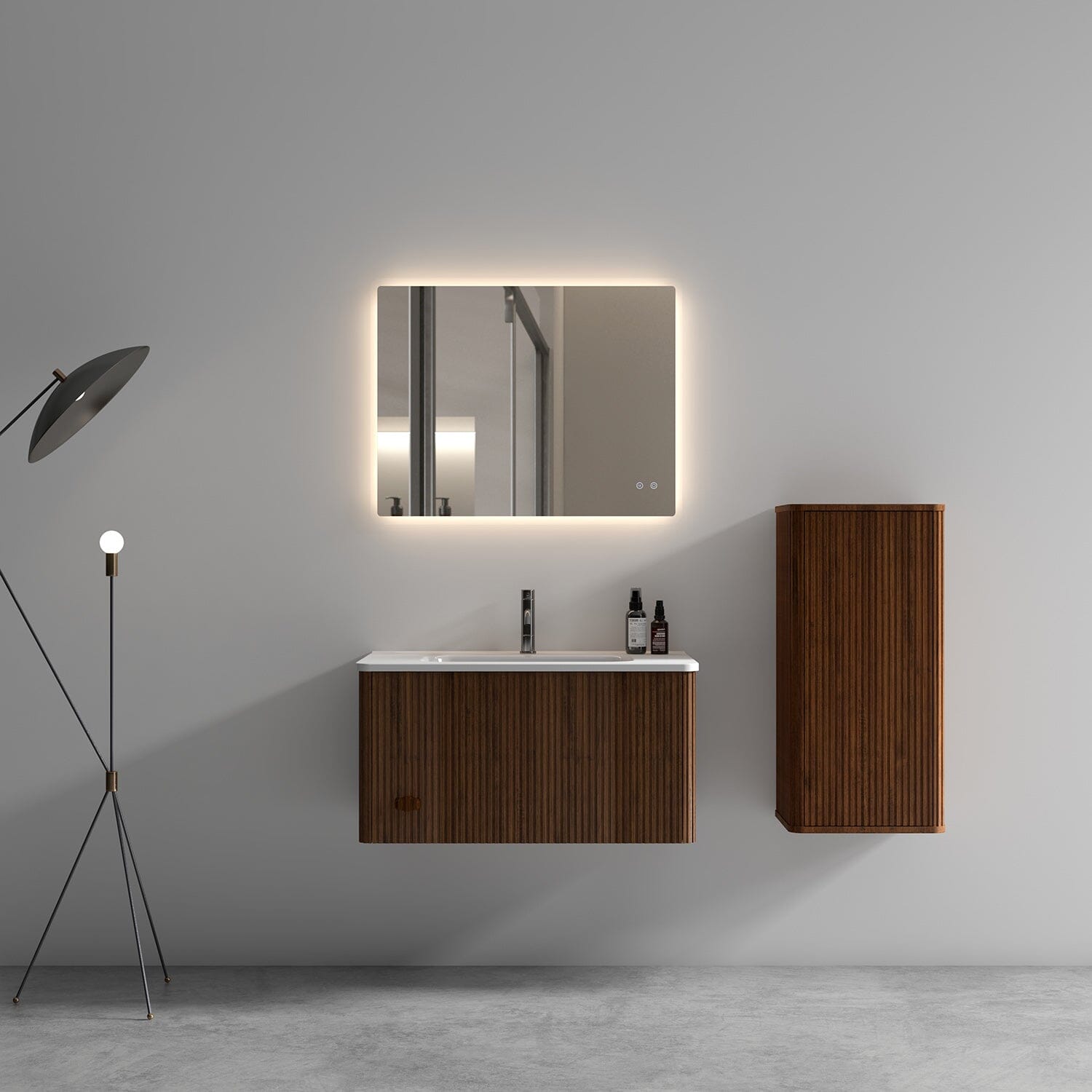 Giving Tree 30" Wooden Striped Modern Bathroom Vanity with Sink, Wall-mounted