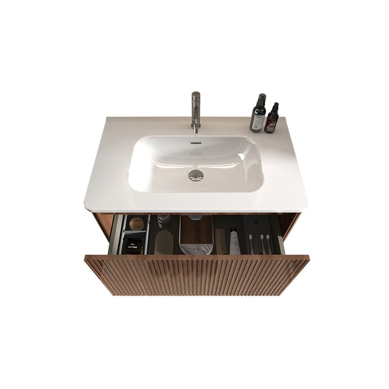 Giving Tree 30" Wooden Striped Modern Bathroom Vanity with Sink, Wall-mounted