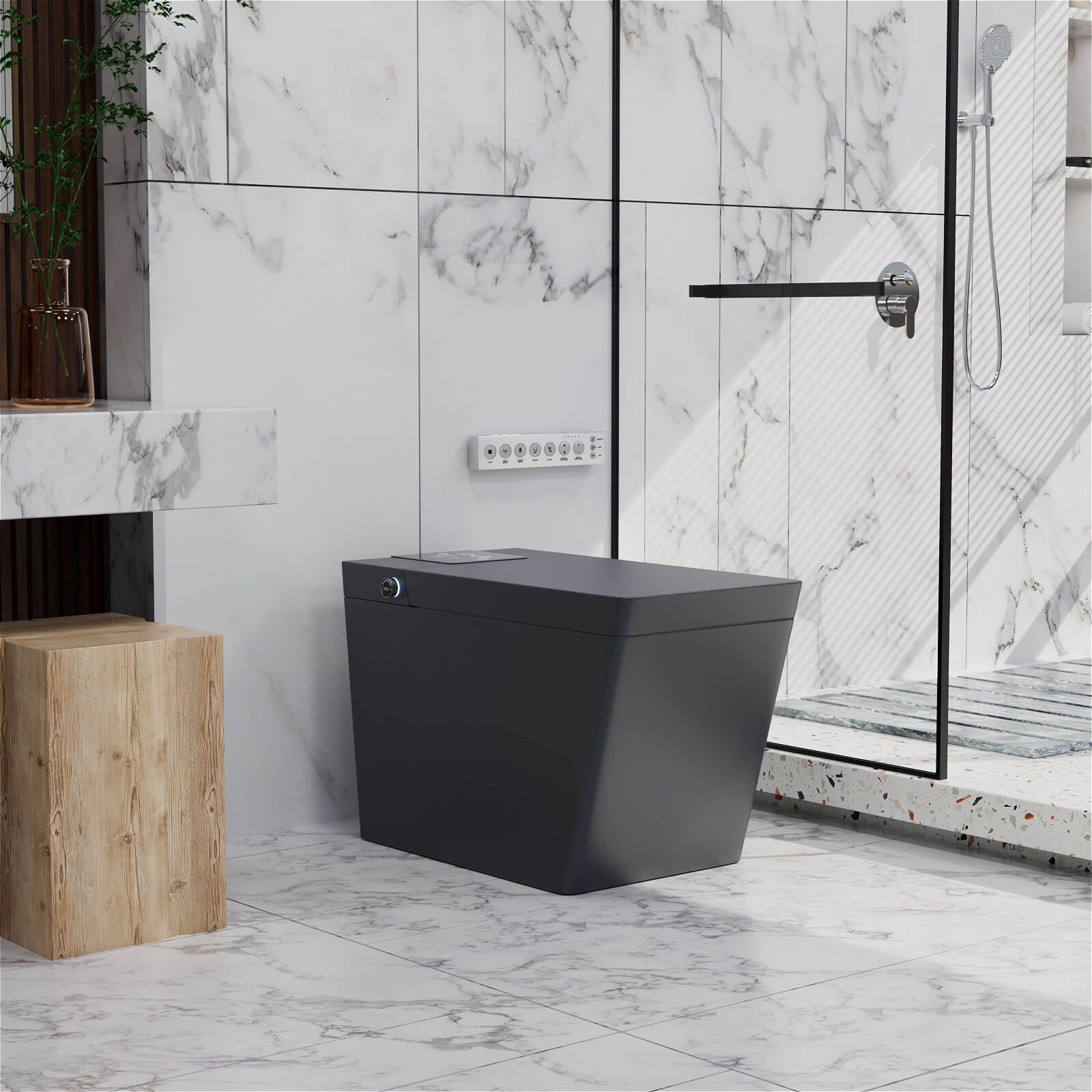 Giving Tree Smart Square One-Piece Floor Toilet with Remote Control and Automatic Cover