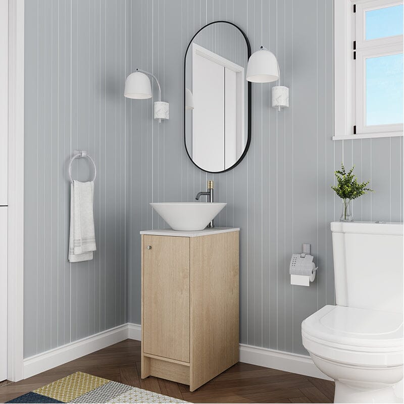 16-inch Freestanding Bathroom Vanity Round Sink With Soft-close Doors And Shelves