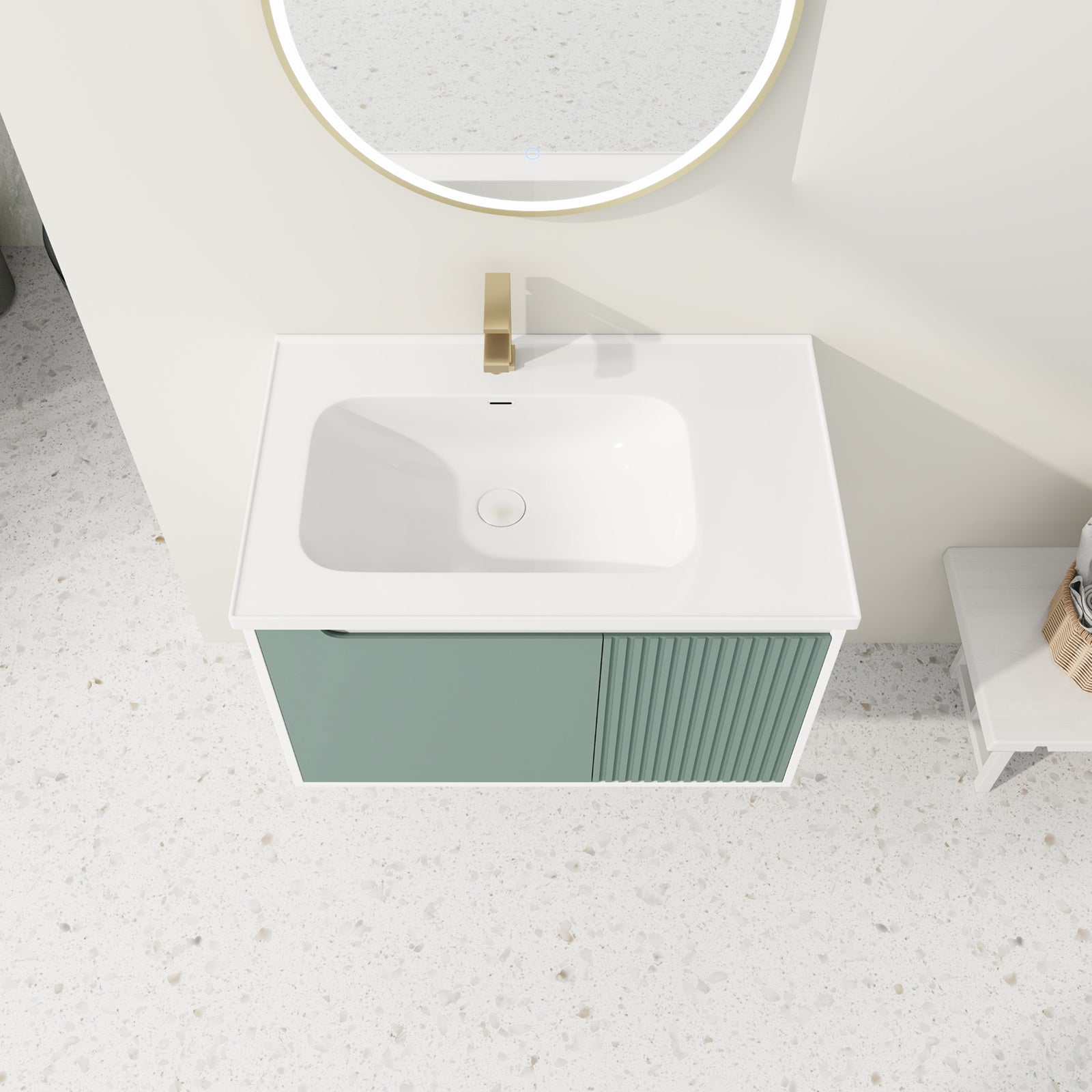 32 Inch Wall-Mounted Bathroom Vanities with Tops and Soft Close Door