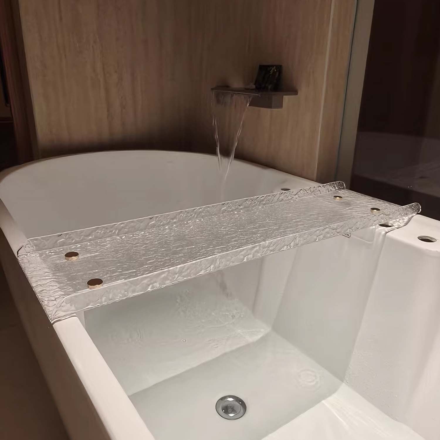 Acrylic Expandable Bathtub Tray Caddy with Phone Holder