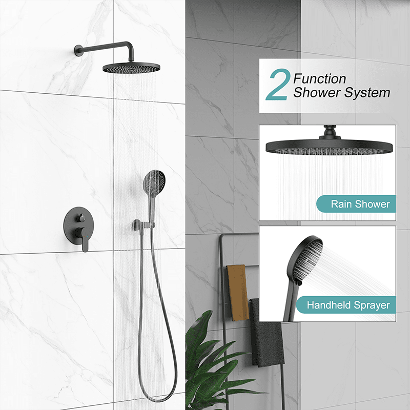 10" Round Shower Head & Hand Shower with Hose Replacement Accessories