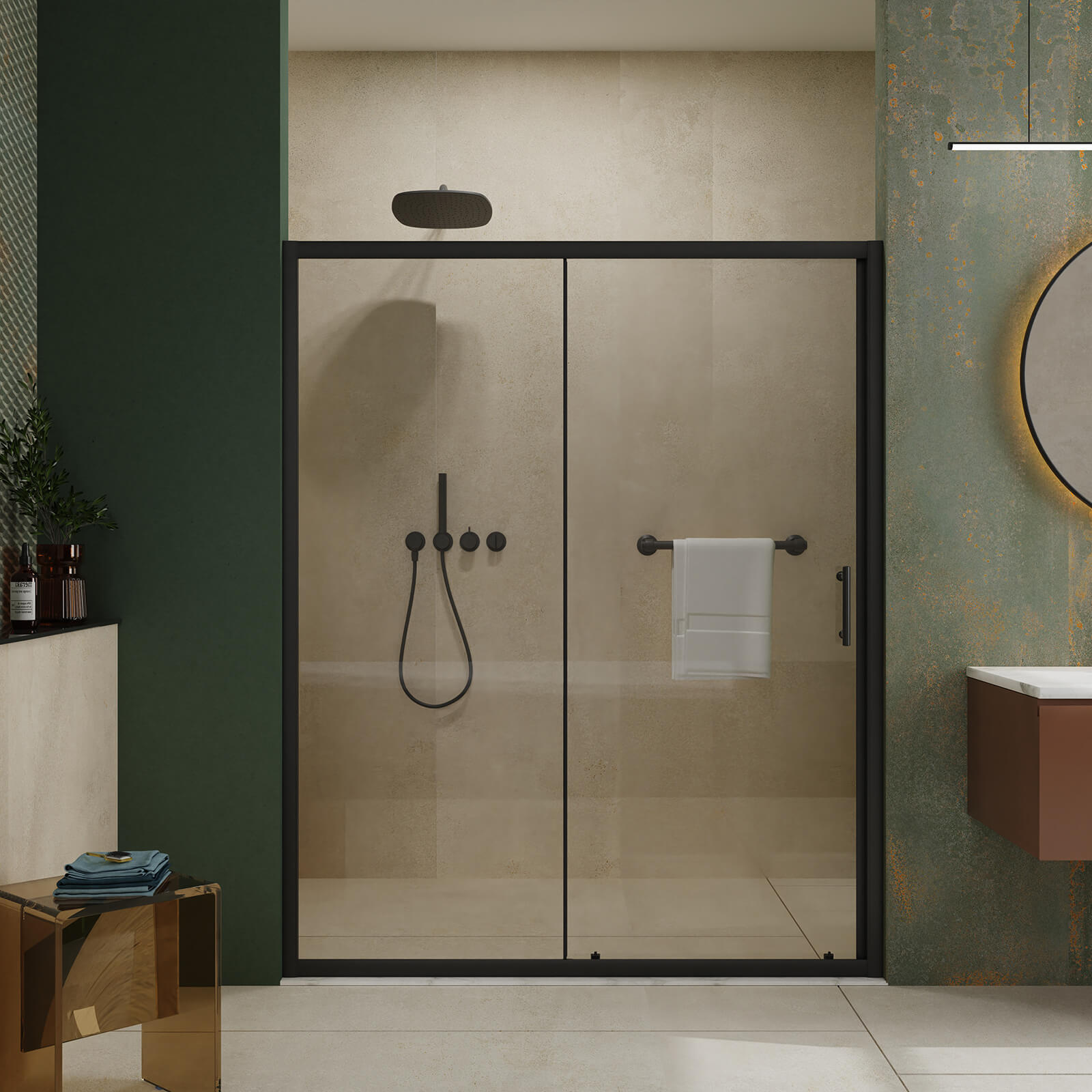 60 in x 72 in Framed Sliding Shower Door with Stainless Steel Handle