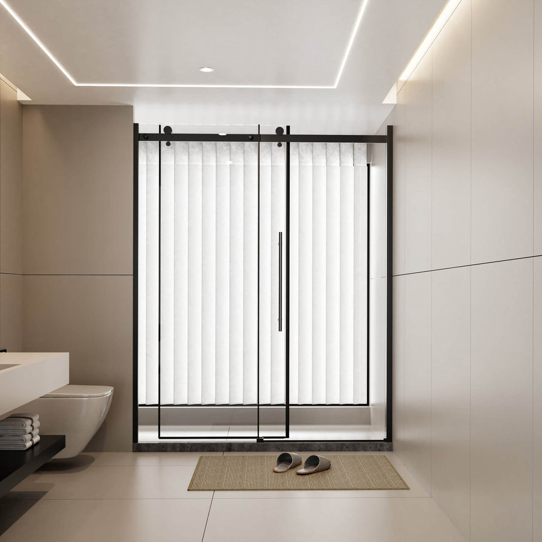 60 x 72 sliding shower door with matte black hardware