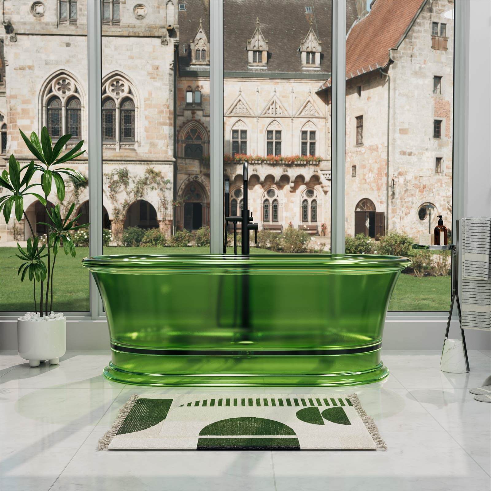 61" Transparent Resin Deep Soaking Bathtub - Customizable Colors