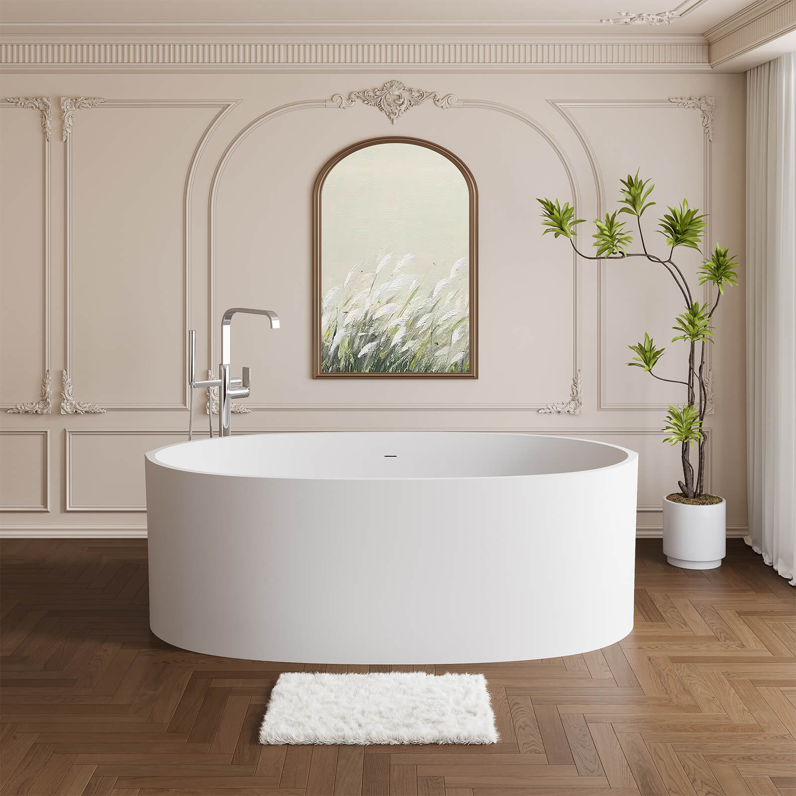65 in Luxury Freestanding Stone Resin Bathtub