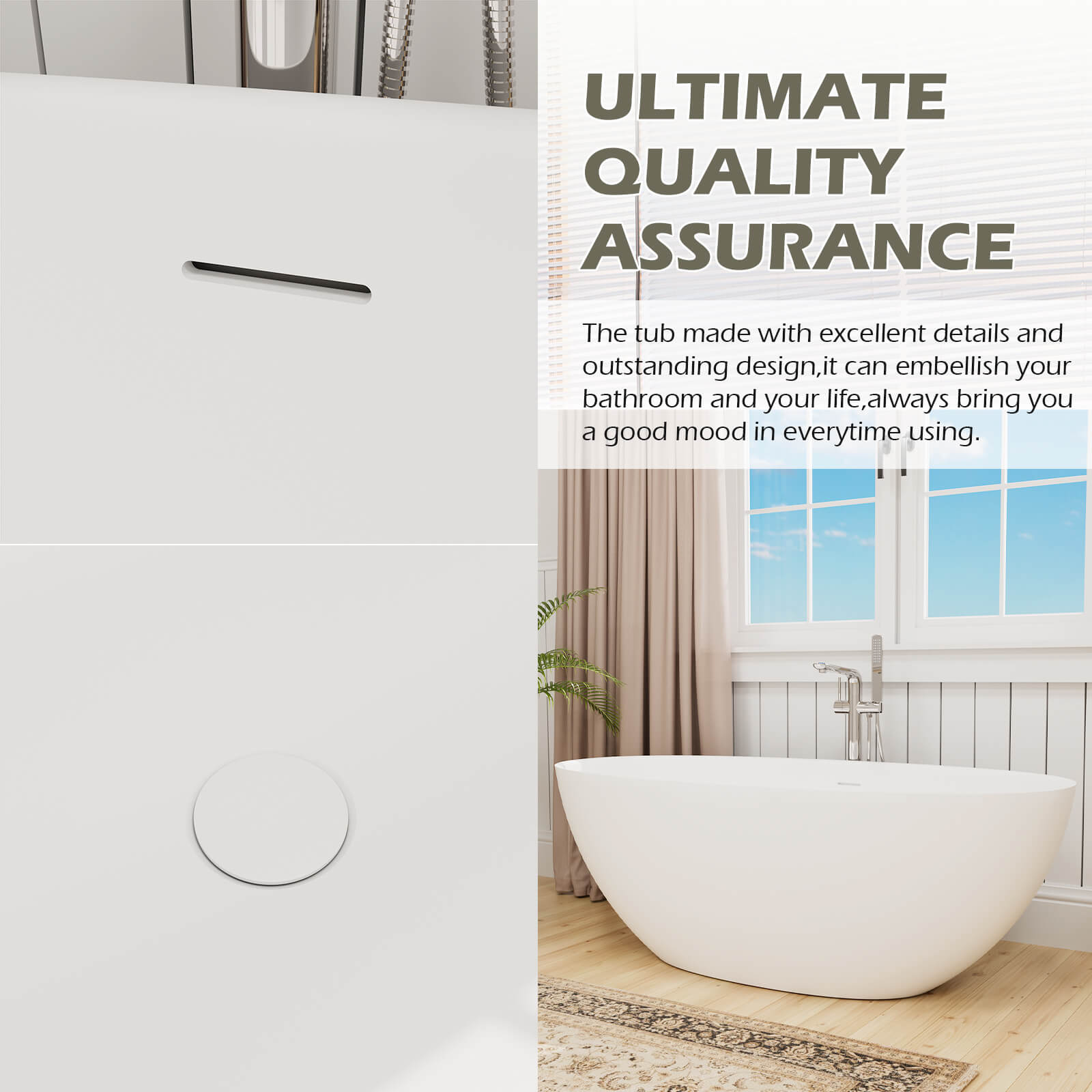67 in Frosted Freestanding Tub Drain and Overflow Details
