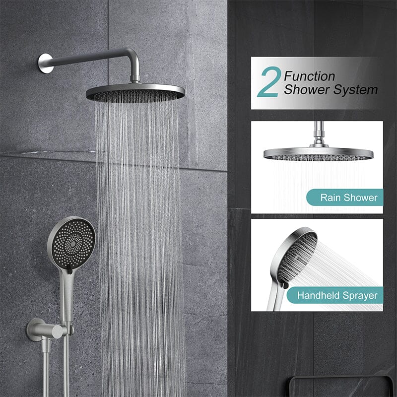 10" Round Shower Head & Hand Shower with Hose Replacement Accessories