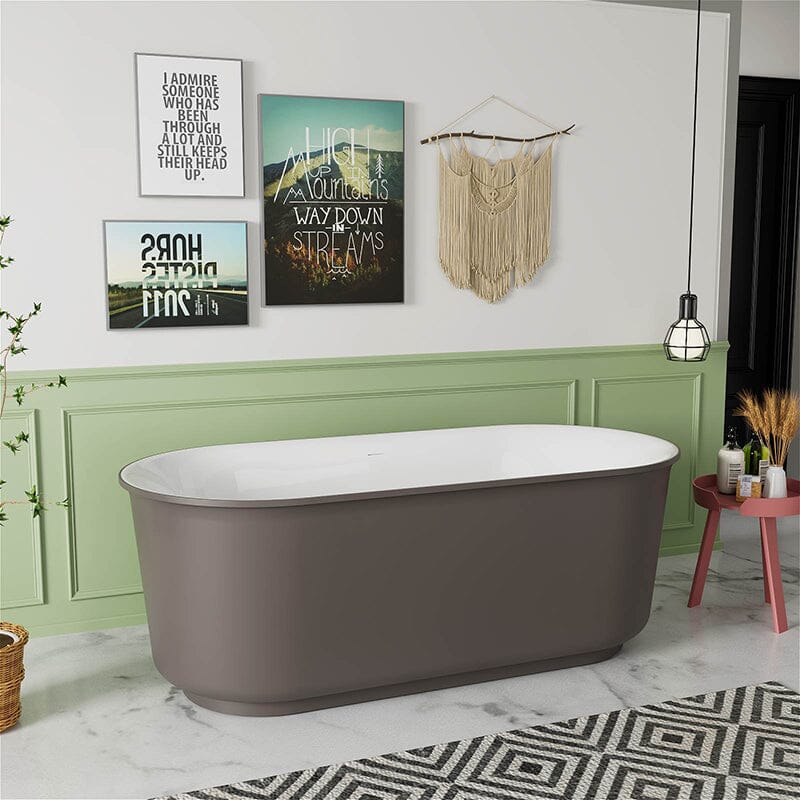 59 in Oval Brown Solid Surface Tub