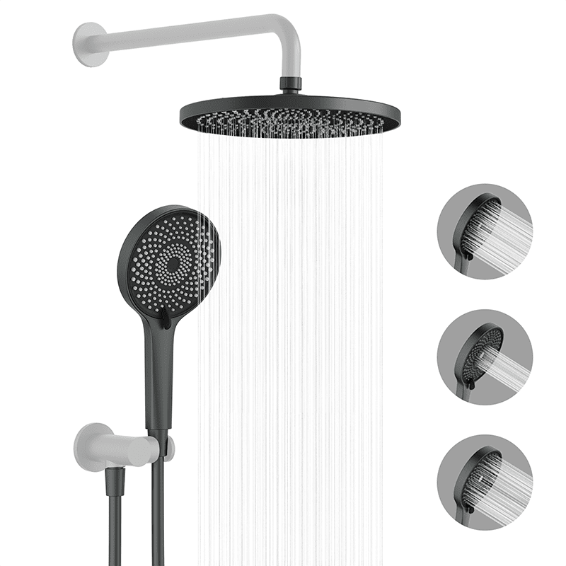 10" Round Shower Head & Hand Shower with Hose Replacement Accessories