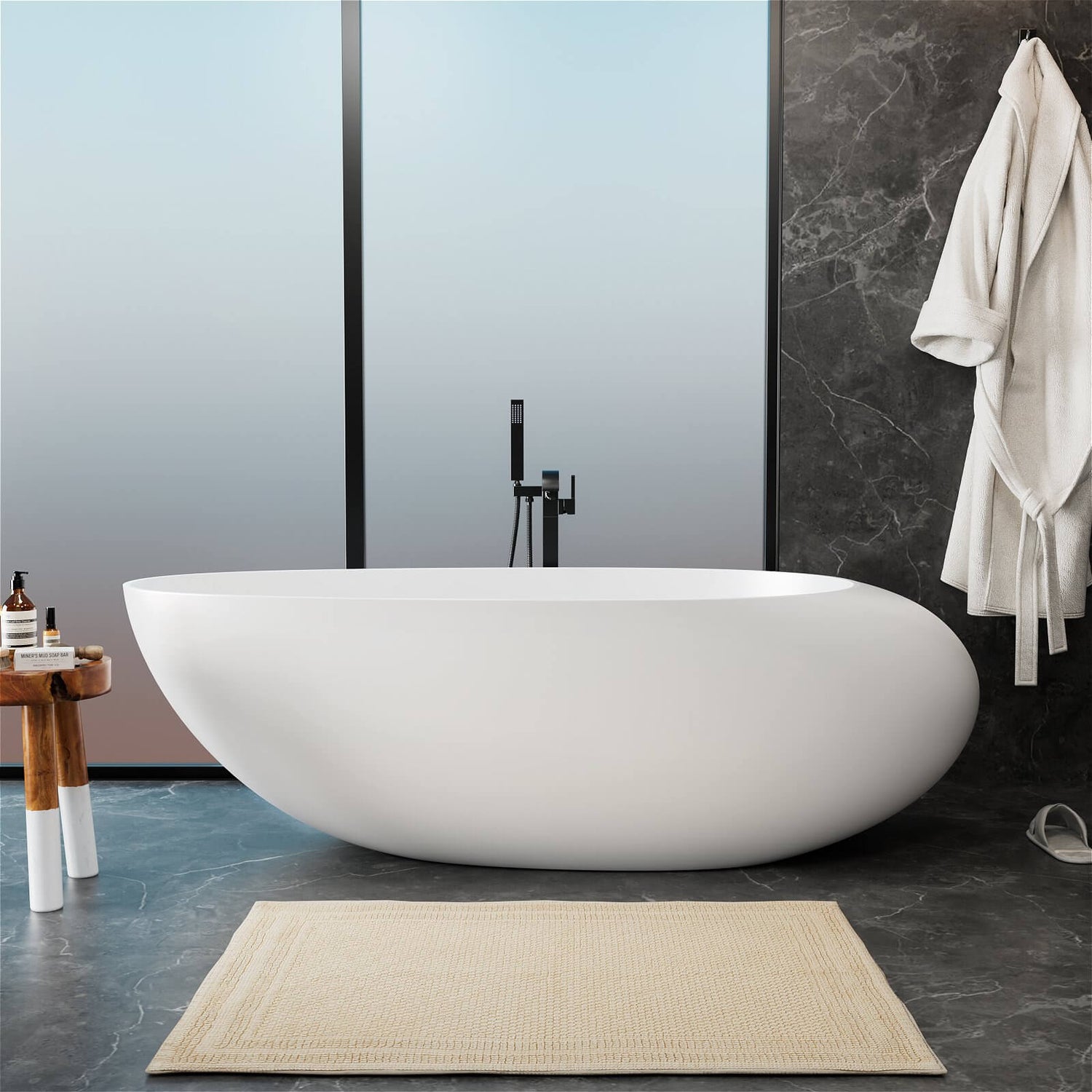 71 inch Ergonomically Designed Luxury Solid Surface Bathtub