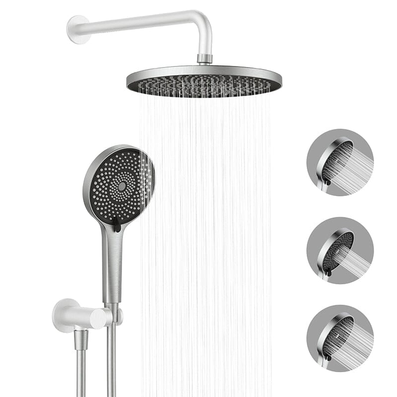 10" Round Shower Head & Hand Shower with Hose Replacement Accessories