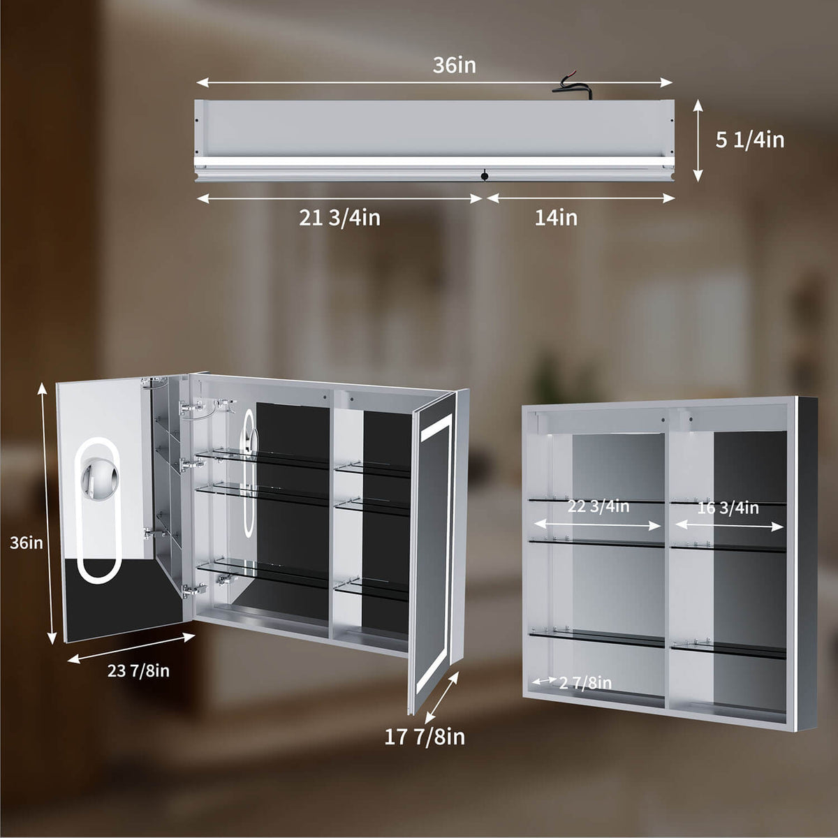 74x71cm Grüner Medizinschrank mit offenem Regal und Spiegeltüren