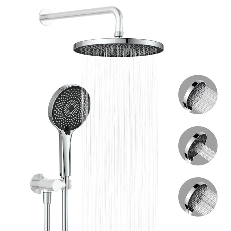 10" Round Shower Head & Hand Shower with Hose Replacement Accessories