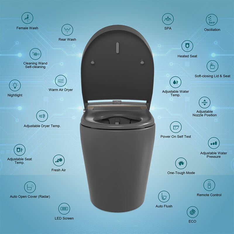 Giving Tree Elongated One-Piece Floor Mounted Smart Toilet with Remote Control and Automatic Cover