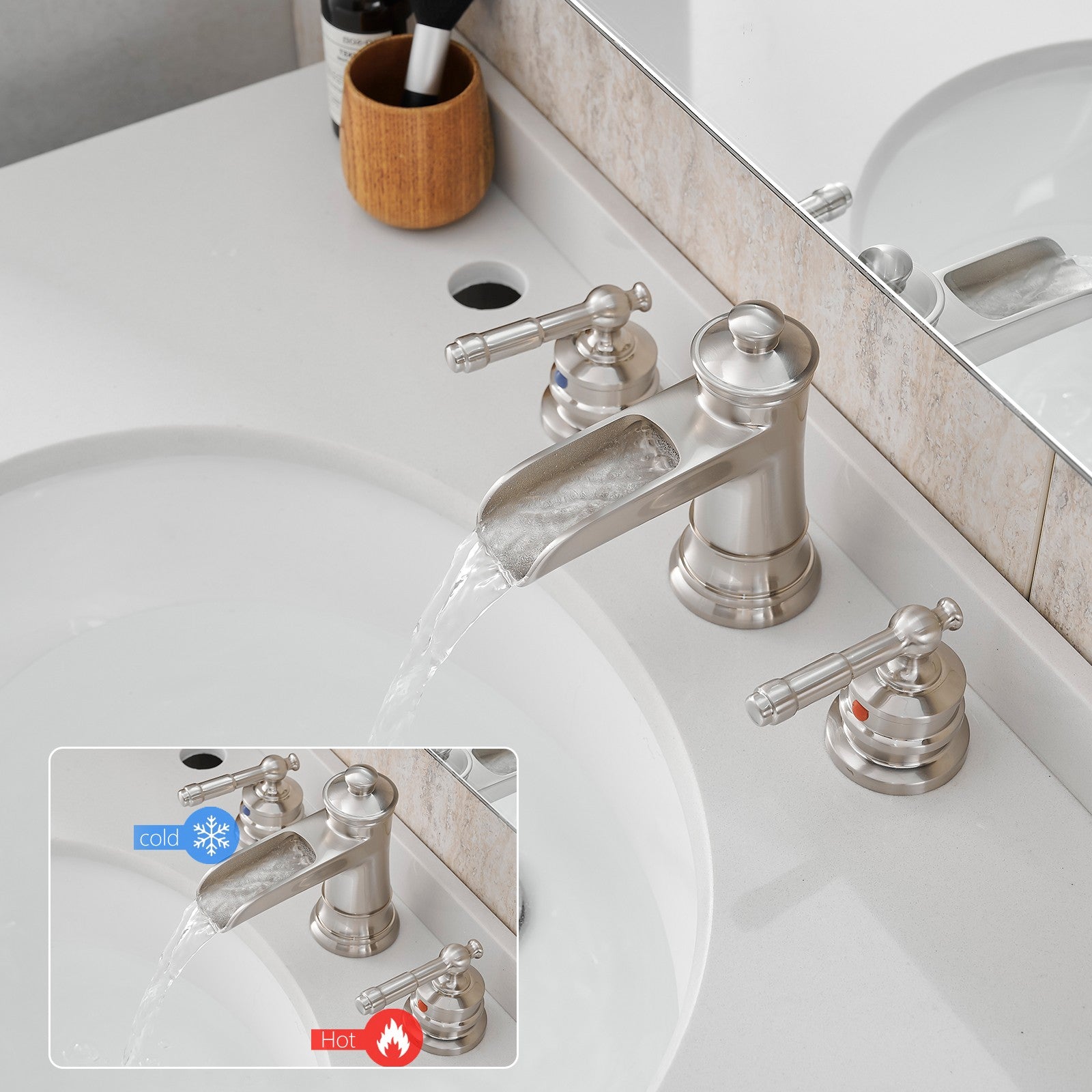 8" Retro Waterfall Faucet with Pop-Up Drain