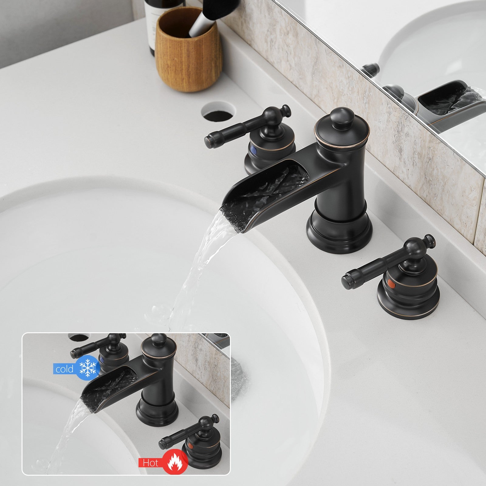 8" Retro Waterfall Faucet with Pop-Up Drain Oil