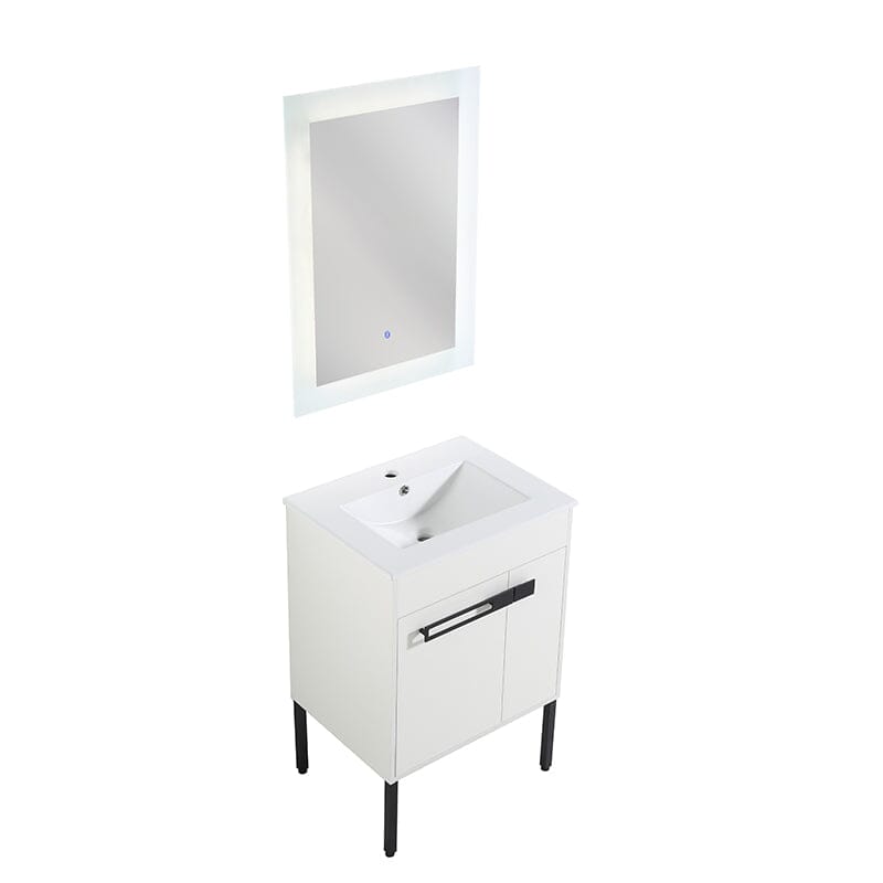 24" white freestanding plywood bathroom vanity top view