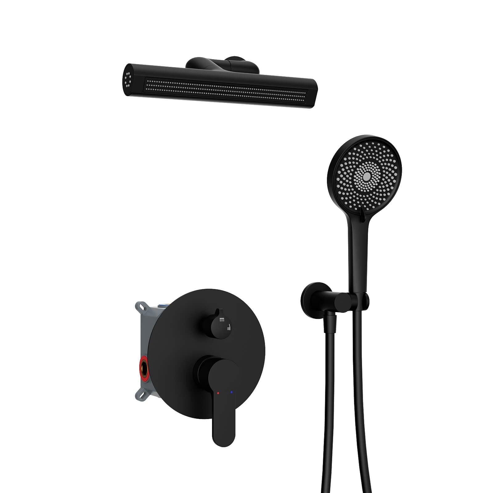 8" Shower Systems with Adjustable 3-Spray Cylindrical Shower Head And 6-Spray Handheld, Wall Mount